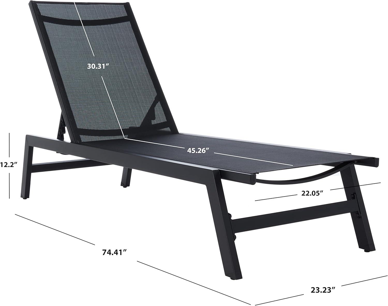 image:imageSAFAVIEH Outdoor Collection Fionne SilverGrey Texline Adjustable Chaise Lounge Chair PAT9038BBlack