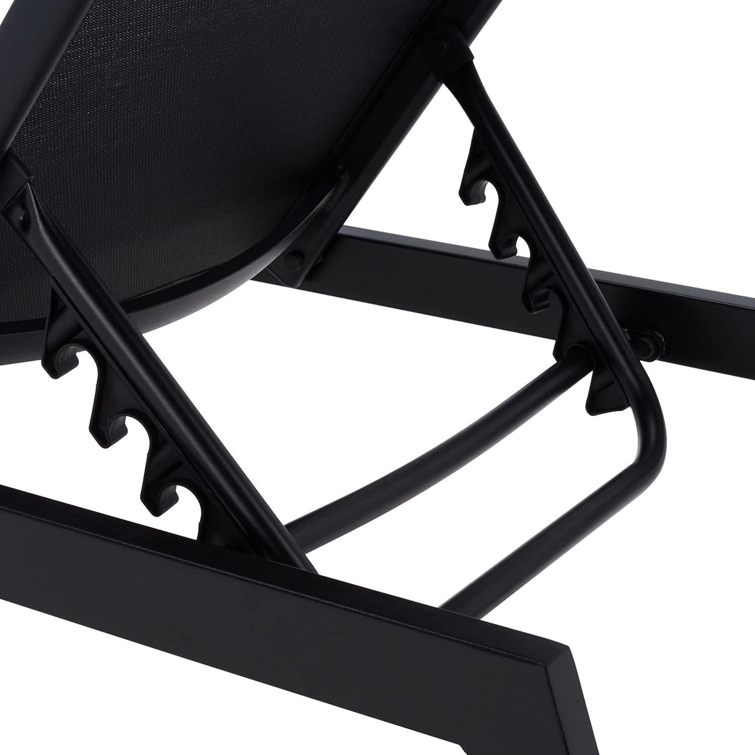 image:imageSAFAVIEH Outdoor Collection Fionne SilverGrey Texline Adjustable Chaise Lounge Chair PAT9038BBlack