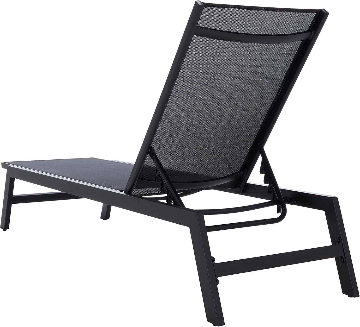 image:imageSAFAVIEH Outdoor Collection Fionne SilverGrey Texline Adjustable Chaise Lounge Chair PAT9038BBlack