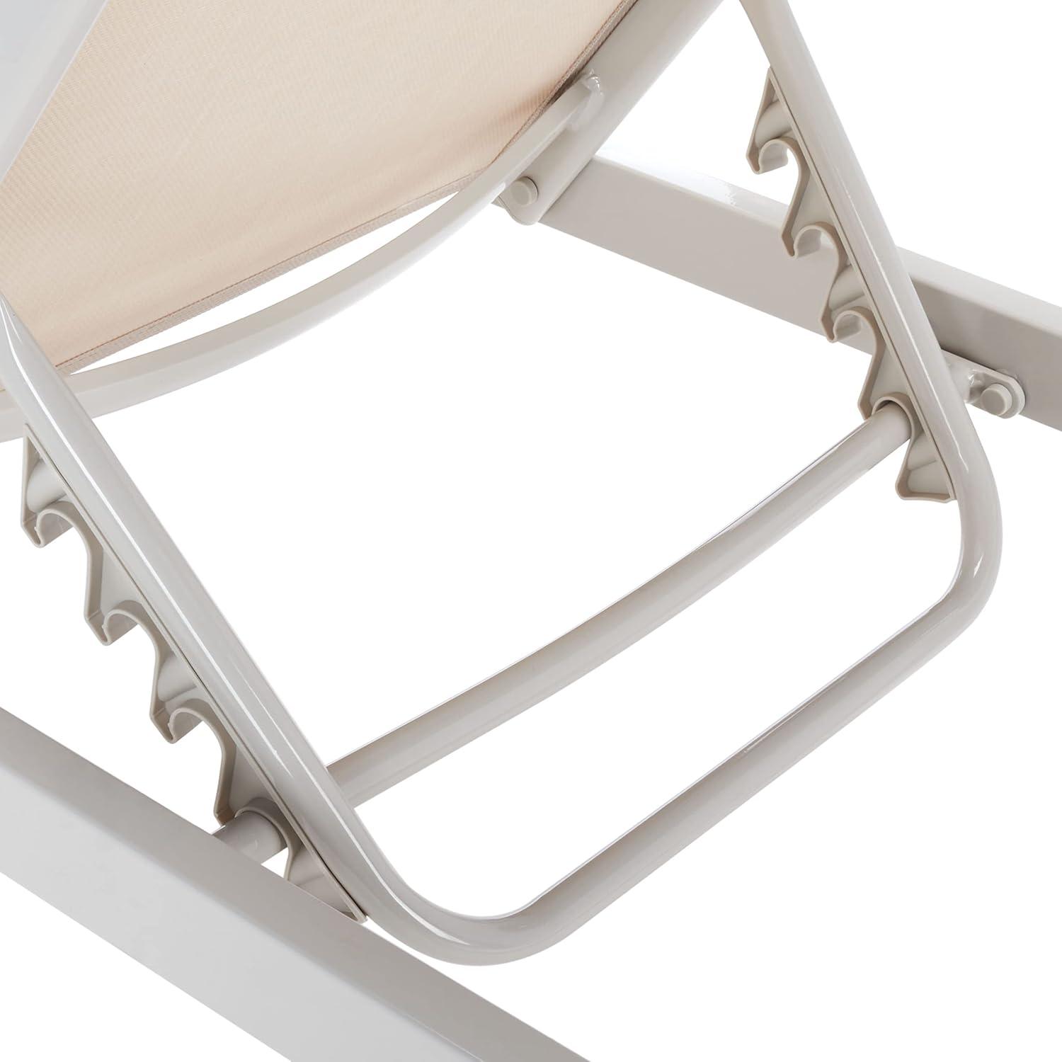 image:imageSAFAVIEH Outdoor Collection Fionne SilverGrey Texline Adjustable Chaise Lounge Chair PAT9038BSilverBeige