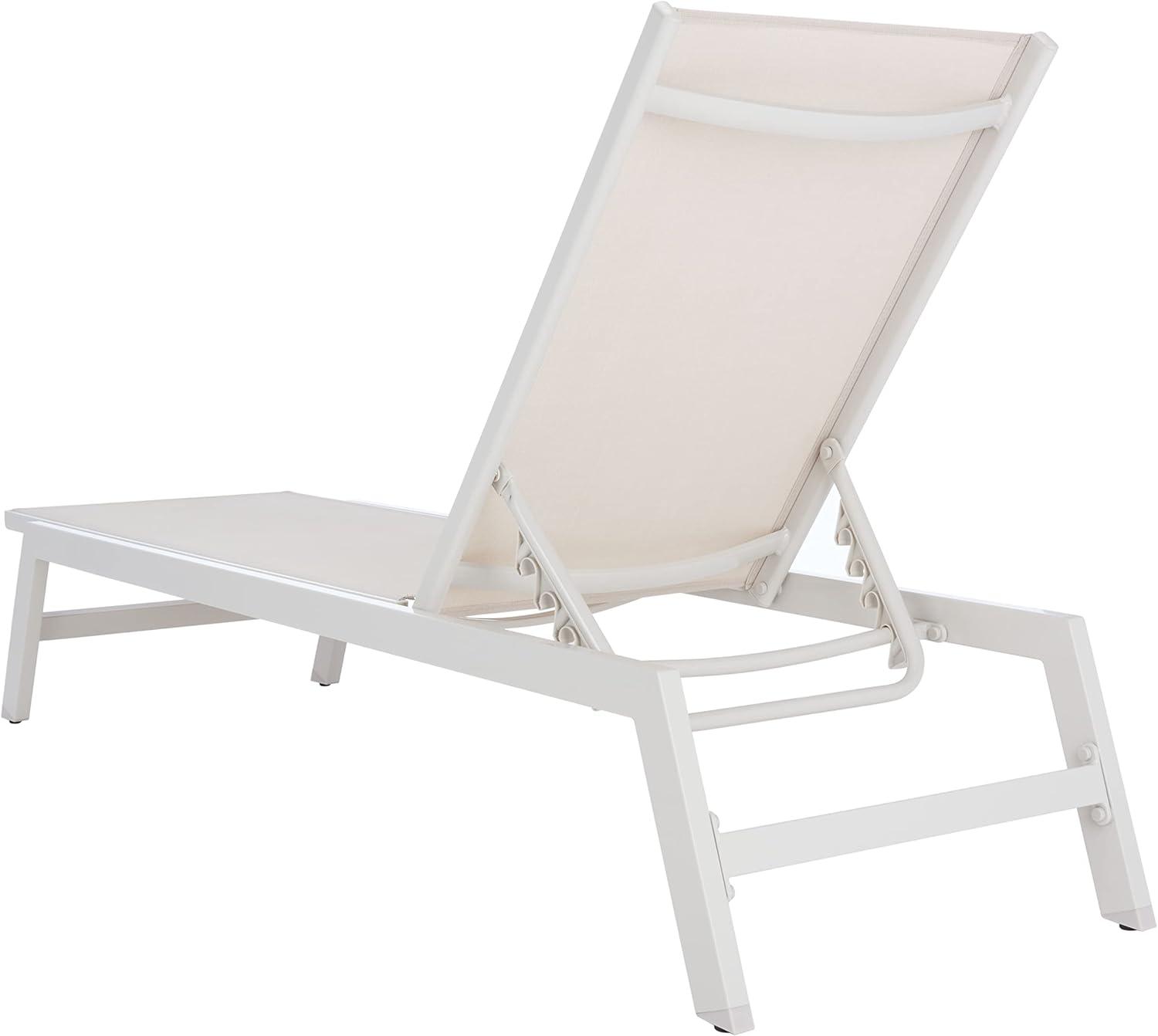 image:imageSAFAVIEH Outdoor Collection Fionne SilverGrey Texline Adjustable Chaise Lounge Chair PAT9038BSilverBeige