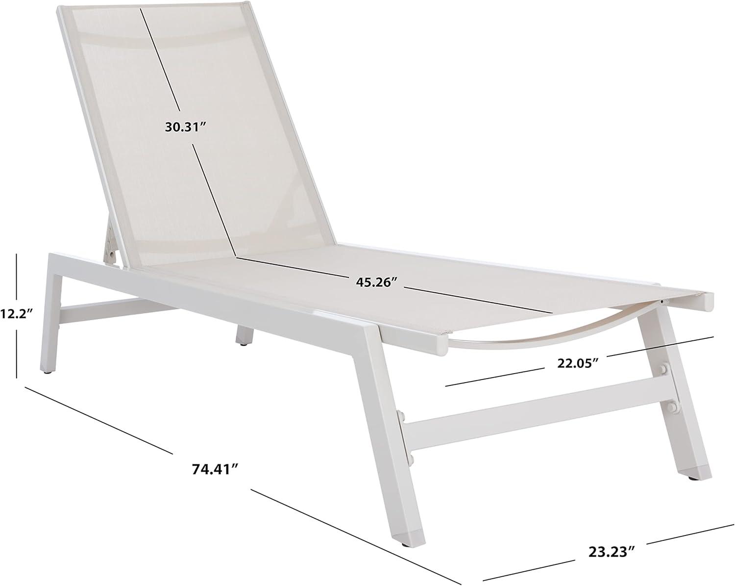 image:imageSAFAVIEH Outdoor Collection Fionne SilverGrey Texline Adjustable Chaise Lounge Chair PAT9038BSilverBeige