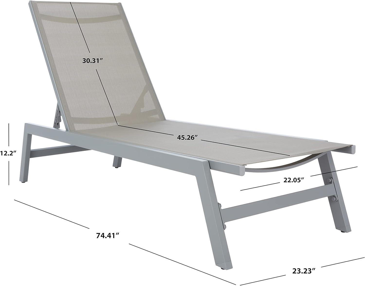 image:imageSAFAVIEH Outdoor Collection Fionne SilverGrey Texline Adjustable Chaise Lounge Chair PAT9038BSilverGrey
