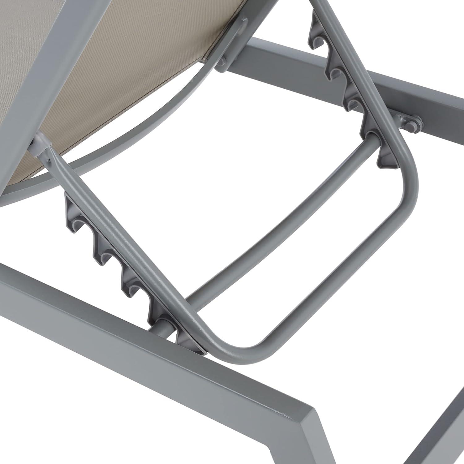 image:imageSAFAVIEH Outdoor Collection Fionne SilverGrey Texline Adjustable Chaise Lounge Chair PAT9038BSilverGrey