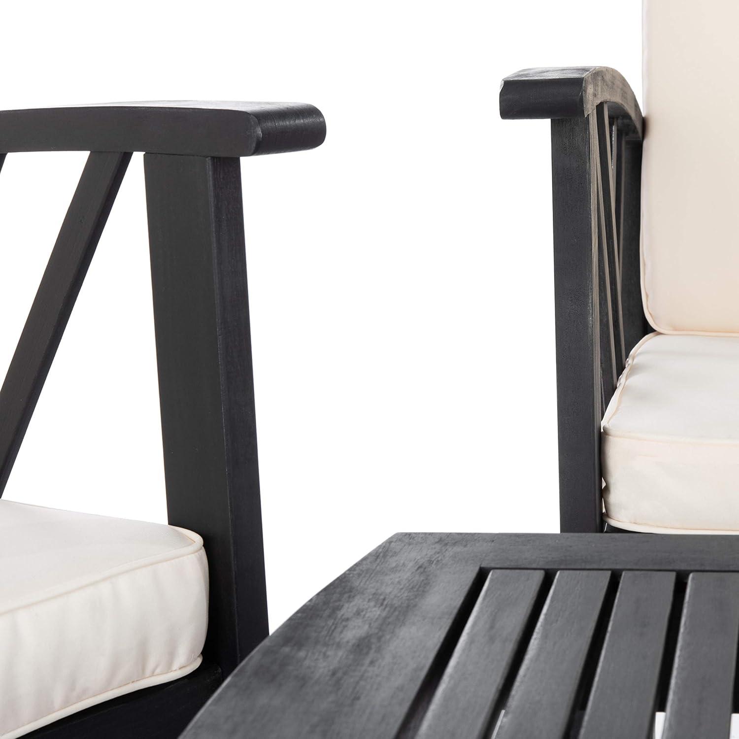 image:imageSAFAVIEH Outdoor Collection Fontana NaturalAqua Cushion 4Piece Conversation Patio SetBlackBeige