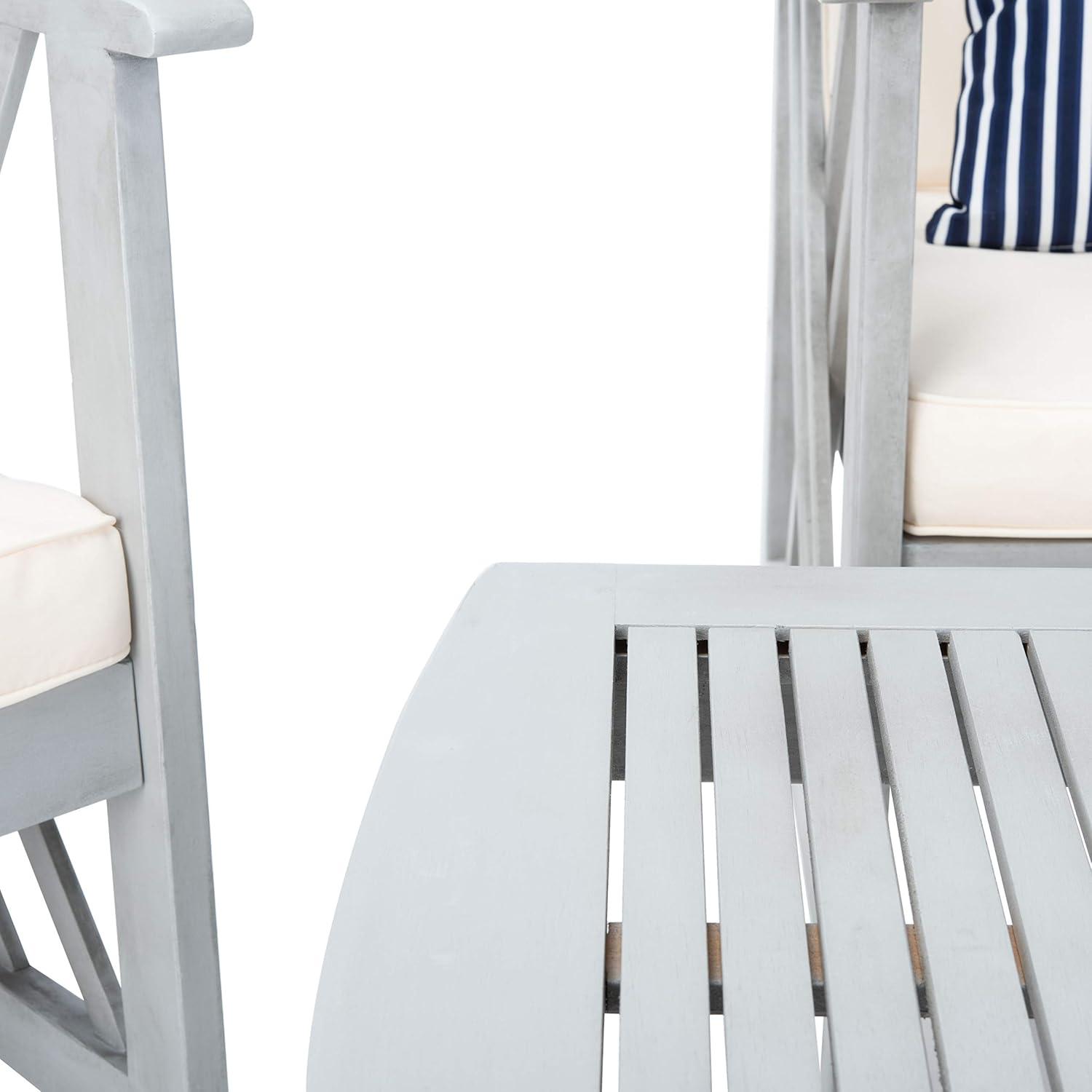 image:imageSAFAVIEH Outdoor Collection Fontana NaturalAqua Cushion 4Piece Conversation Patio SetGrey Beige Stripe
