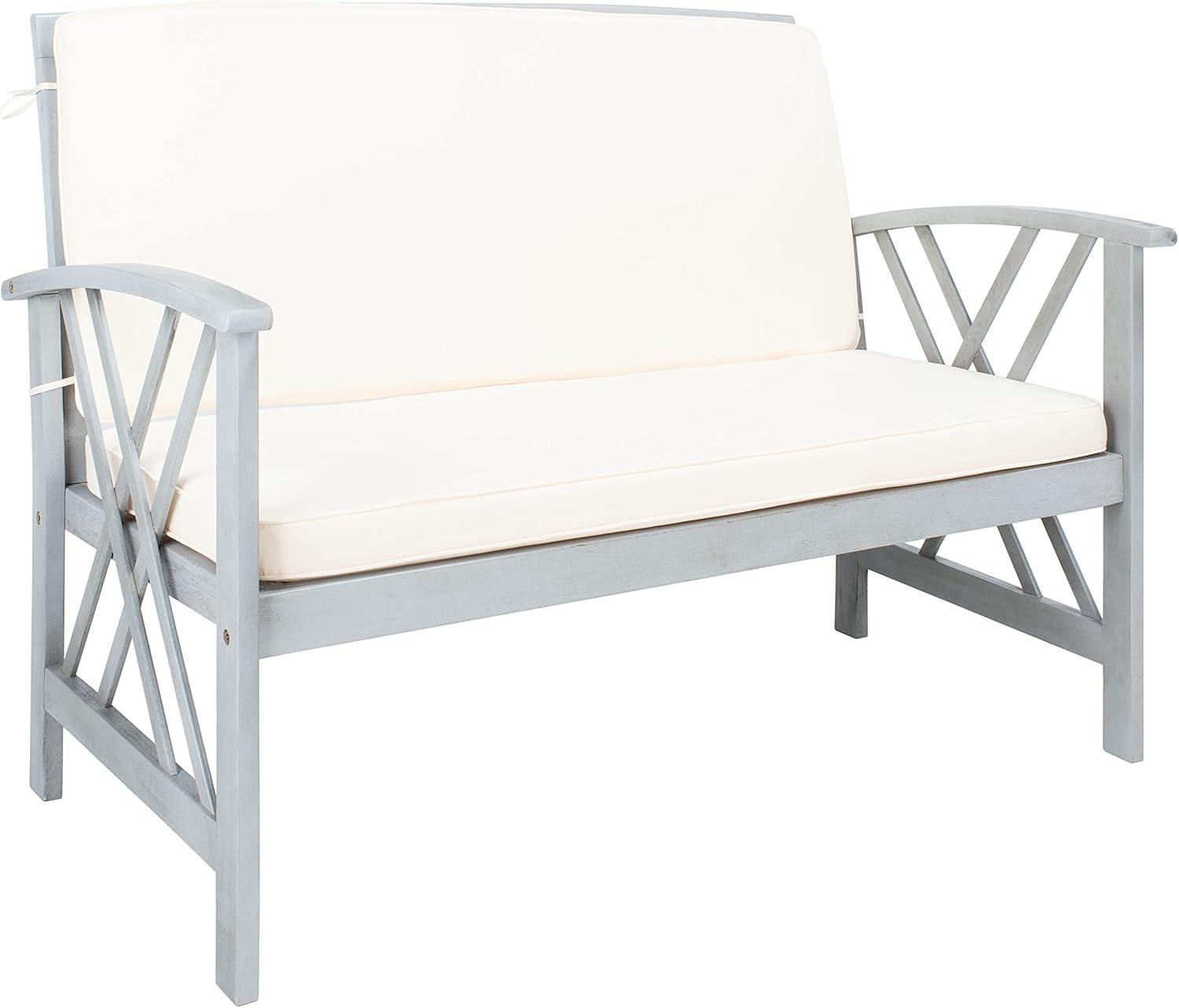 image:imageSAFAVIEH Outdoor Collection Fontana NaturalAqua Cushion 4Piece Conversation Patio SetGreyBeige