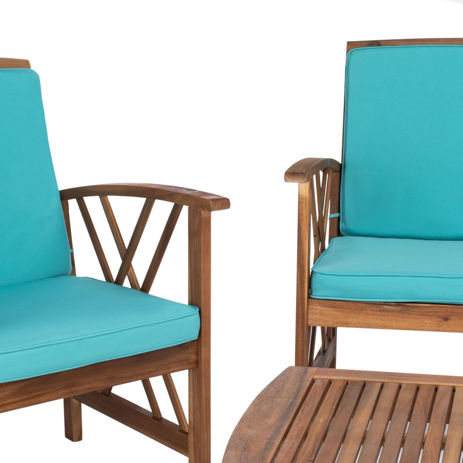 image:imageSAFAVIEH Outdoor Collection Fontana NaturalAqua Cushion 4Piece Conversation Patio SetNaturalAqua