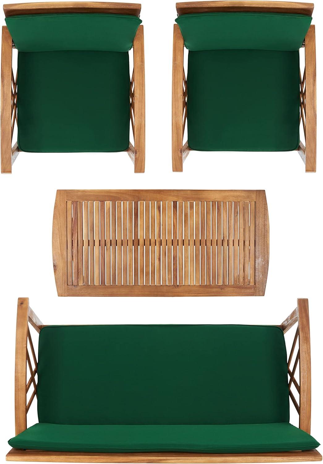 image:imageSAFAVIEH Outdoor Collection Fontana NaturalAqua Cushion 4Piece Conversation Patio SetNaturalGreen