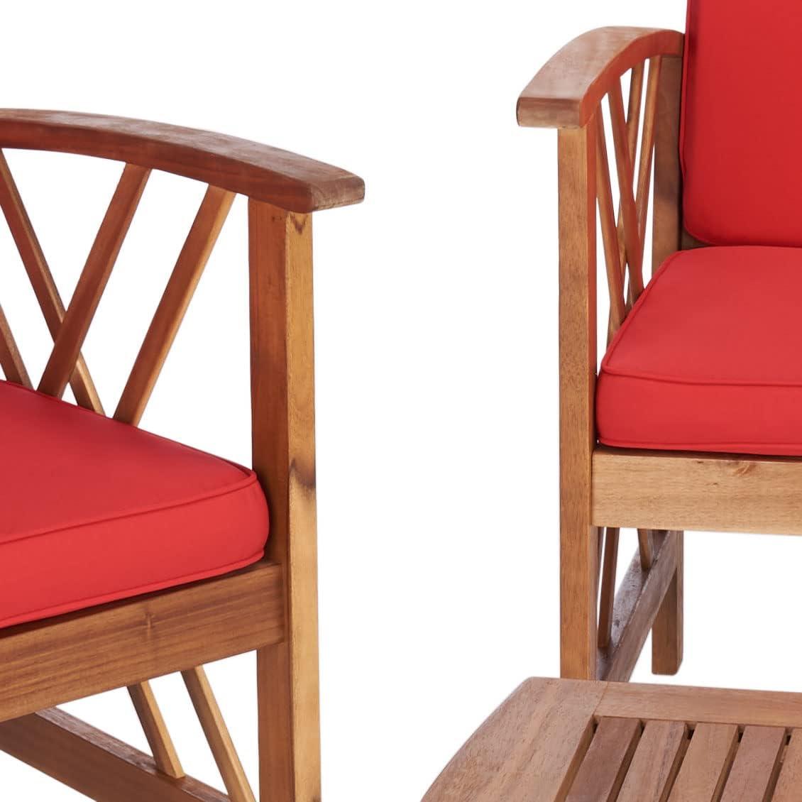 image:imageSAFAVIEH Outdoor Collection Fontana NaturalAqua Cushion 4Piece Conversation Patio SetNaturalRed