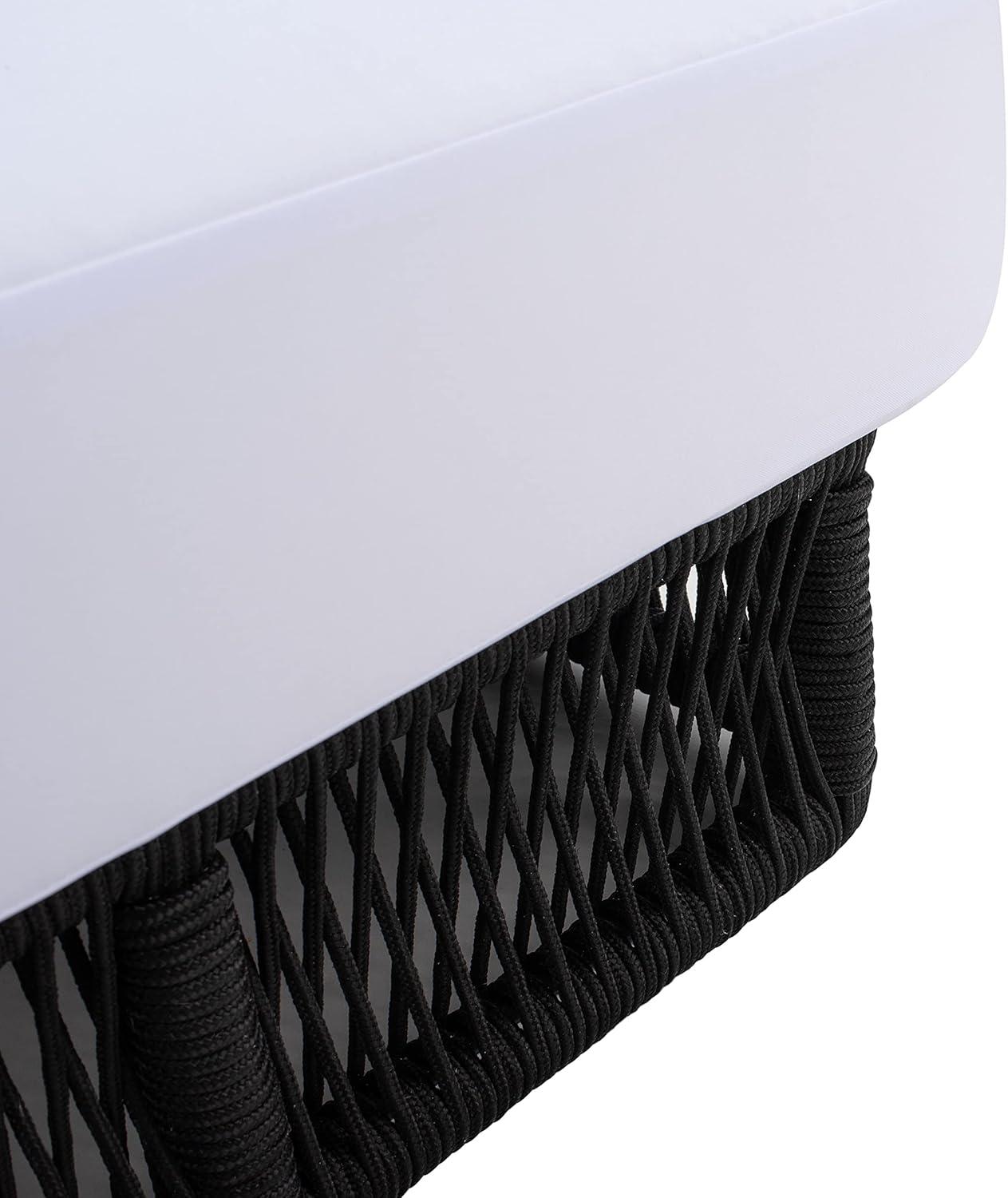 image:imageSAFAVIEH Outdoor Collection Gillian Tan RopeWhite Cushion Chaise Lounge Chair PAT7527ABlack White