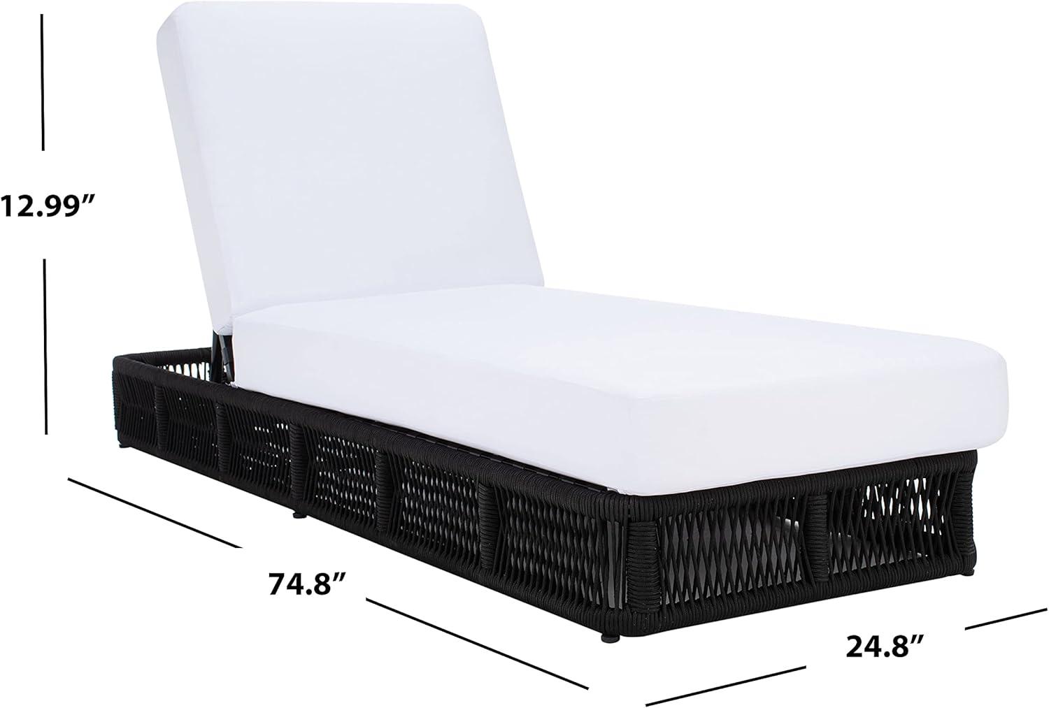 image:imageSAFAVIEH Outdoor Collection Gillian Tan RopeWhite Cushion Chaise Lounge Chair PAT7527ABlack White