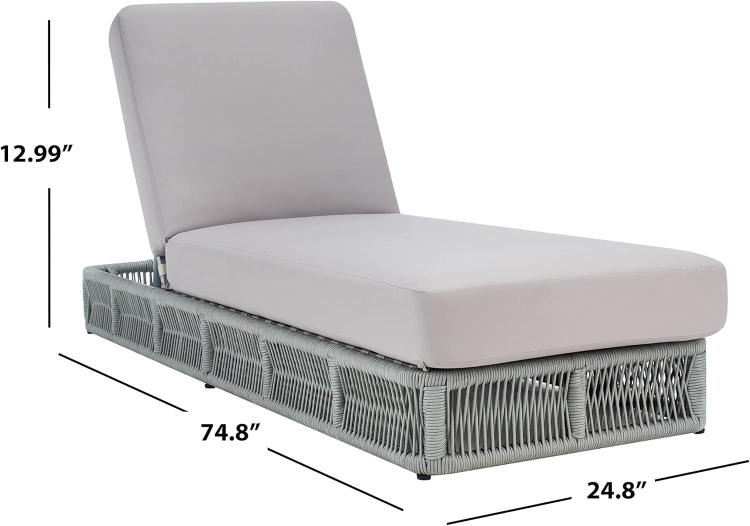 image:imageSAFAVIEH Outdoor Collection Gillian Tan RopeWhite Cushion Chaise Lounge Chair PAT7527AGrey Grey