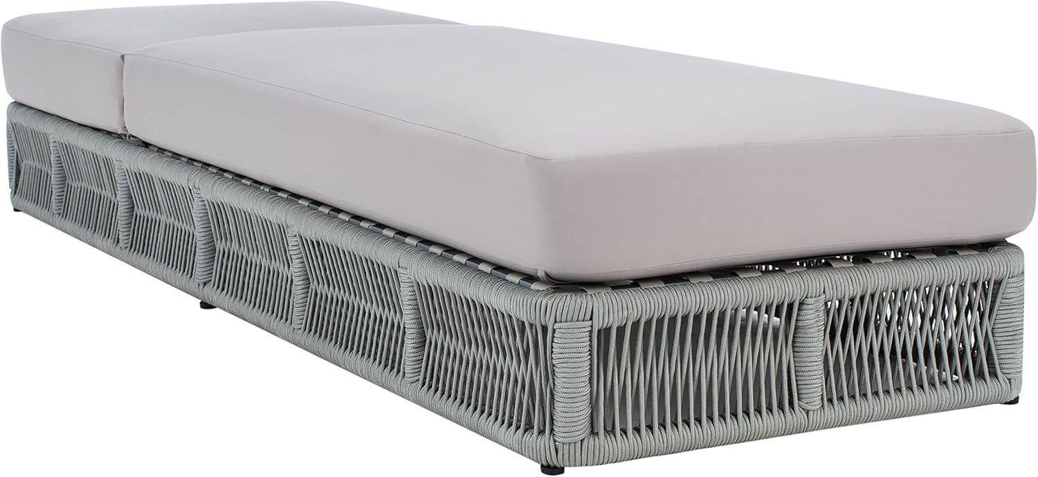image:imageSAFAVIEH Outdoor Collection Gillian Tan RopeWhite Cushion Chaise Lounge Chair PAT7527AGrey Grey