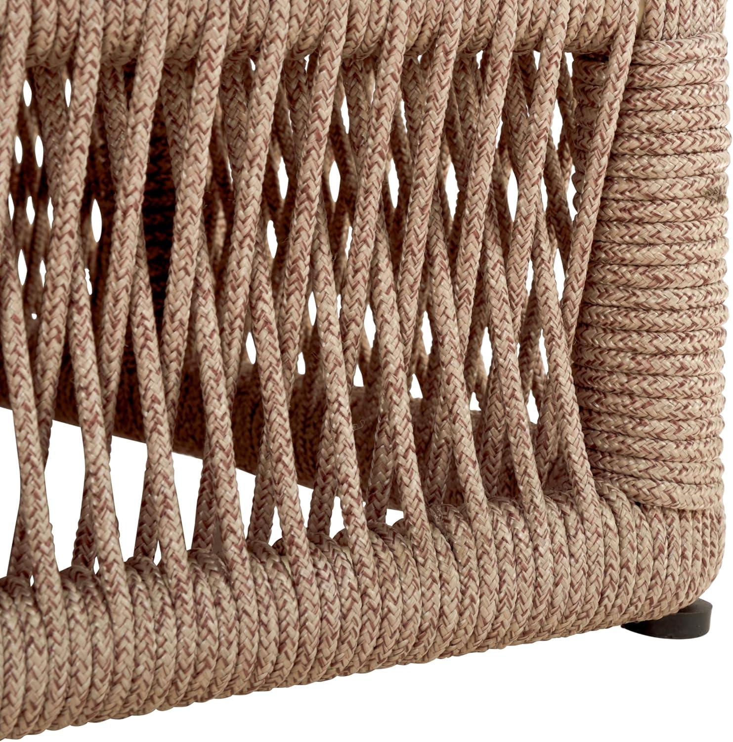 image:imageSAFAVIEH Outdoor Collection Gillian Tan RopeWhite Cushion Chaise Lounge Chair PAT7527AHeather TanHunter Green Stripe