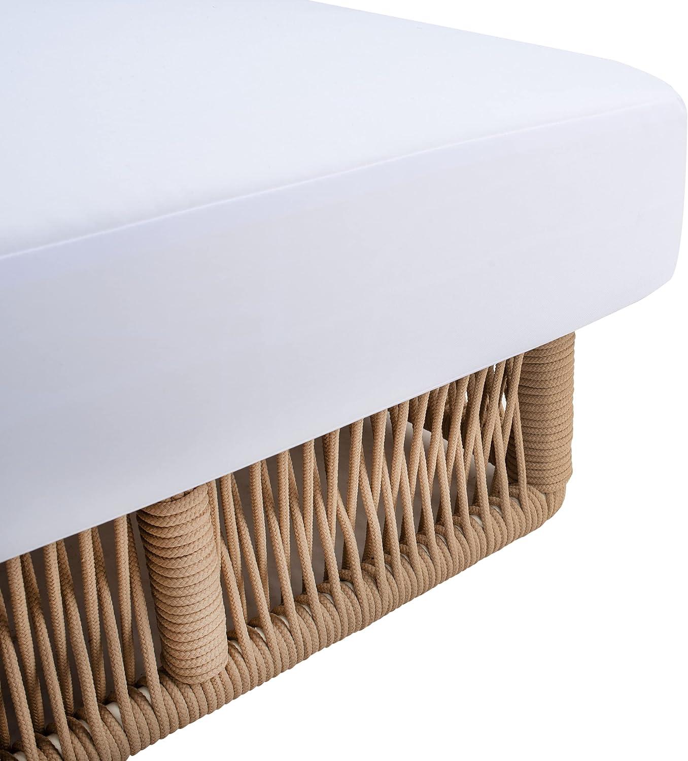 image:imageSAFAVIEH Outdoor Collection Gillian Tan RopeWhite Cushion Chaise Lounge Chair PAT7527ATan White