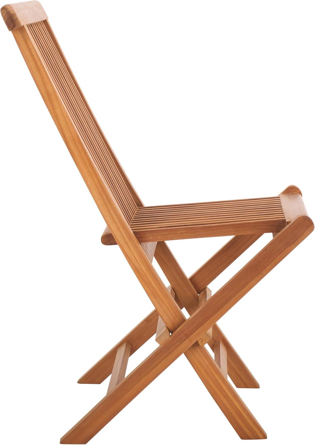 image:imageSAFAVIEH Outdoor Collection Holly Natural Solid Wood Teak Folding Chair Fully Assembled