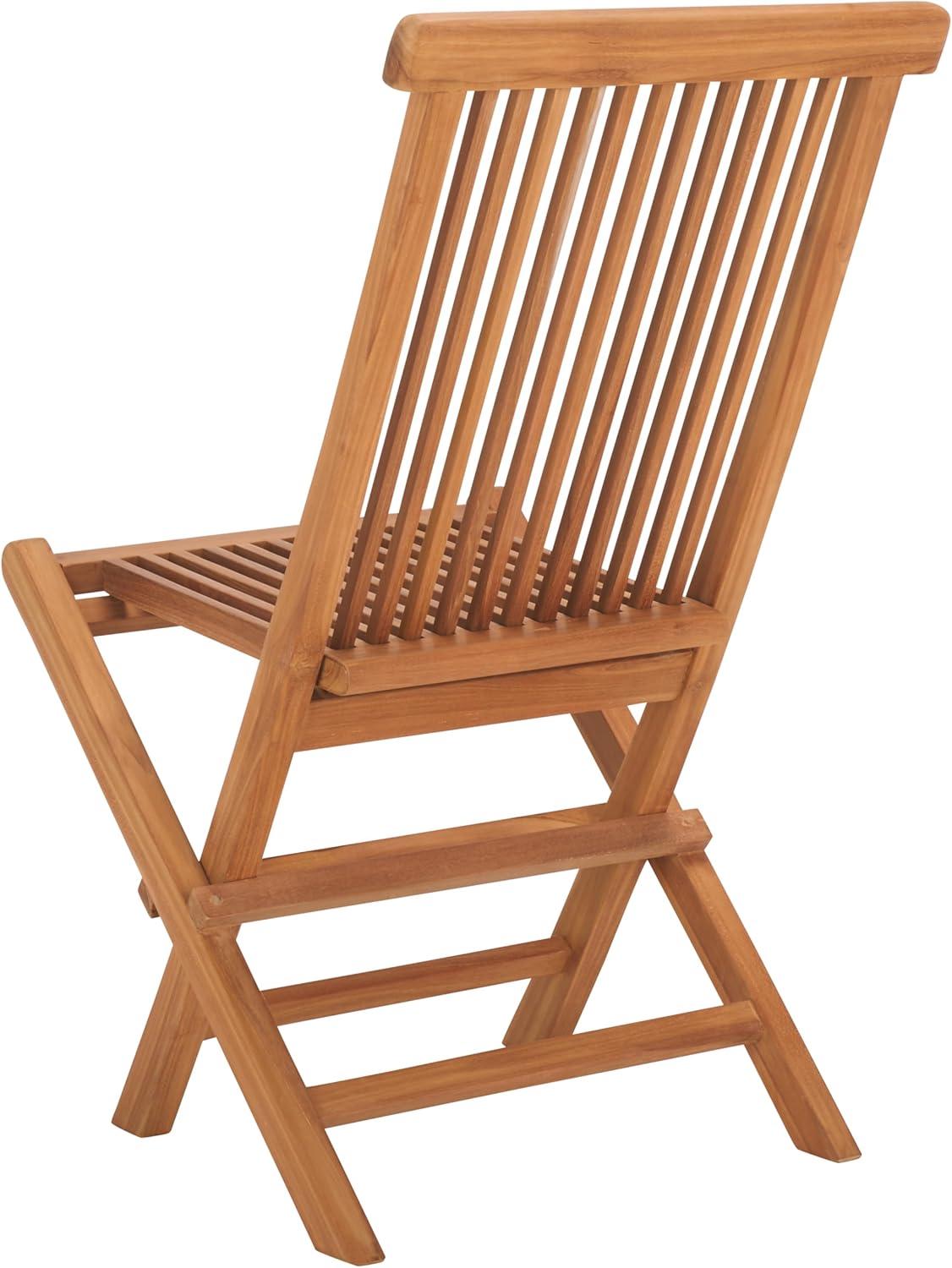 image:imageSAFAVIEH Outdoor Collection Holly Natural Solid Wood Teak Folding Chair Fully Assembled