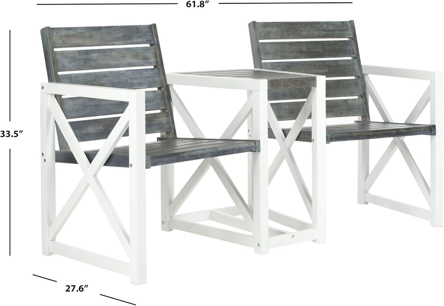 image:imageSAFAVIEH Outdoor Collection Jovanna White and Ash Grey Two Seat BenchAsh Grey White