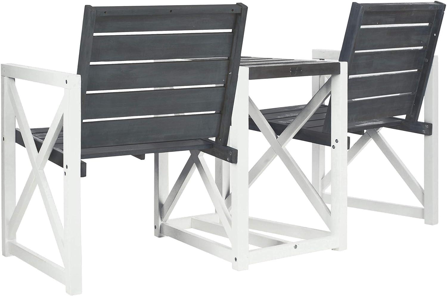 image:imageSAFAVIEH Outdoor Collection Jovanna White and Ash Grey Two Seat BenchAsh Grey White