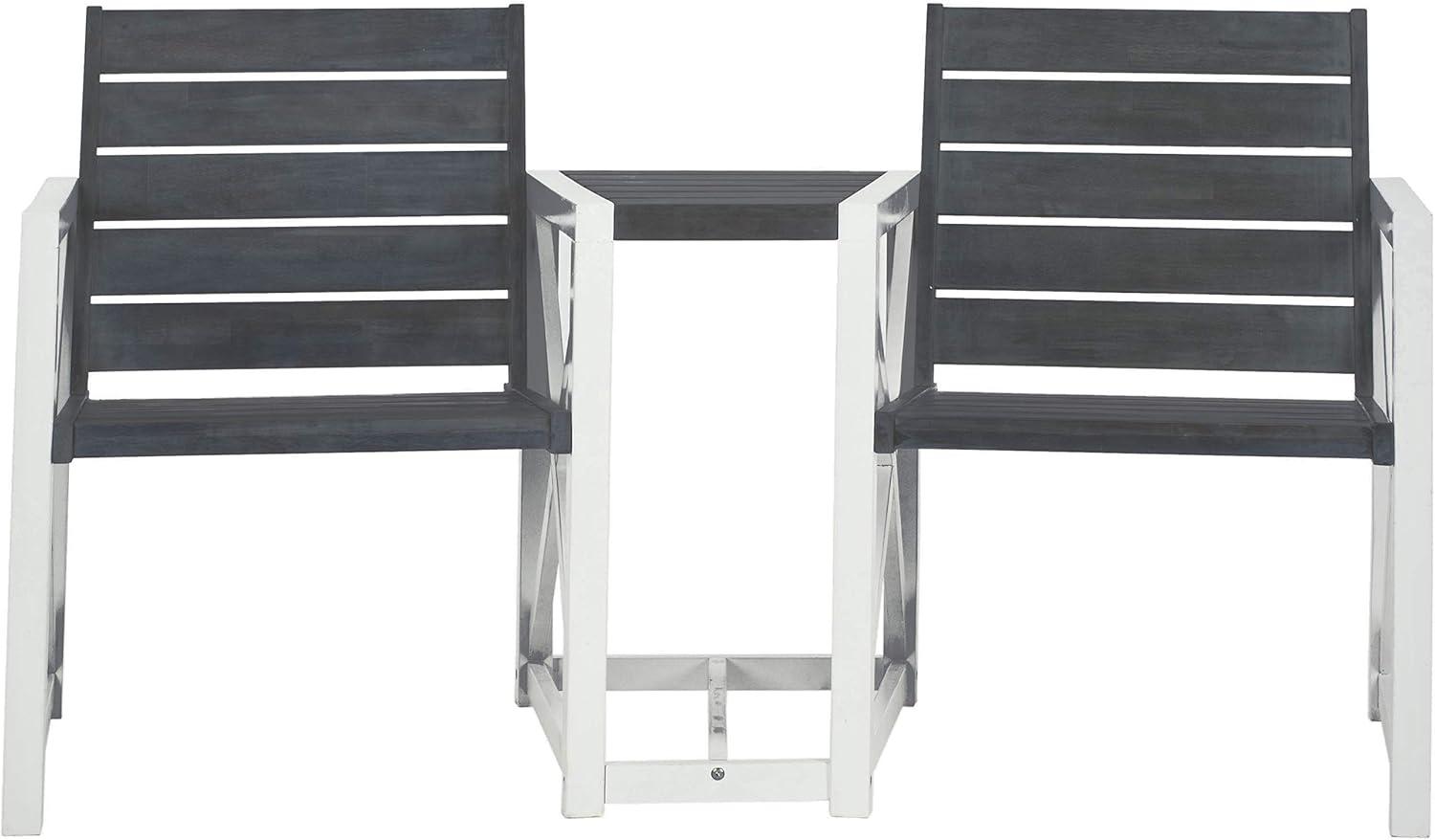 image:imageSAFAVIEH Outdoor Collection Jovanna White and Ash Grey Two Seat BenchAsh Grey White
