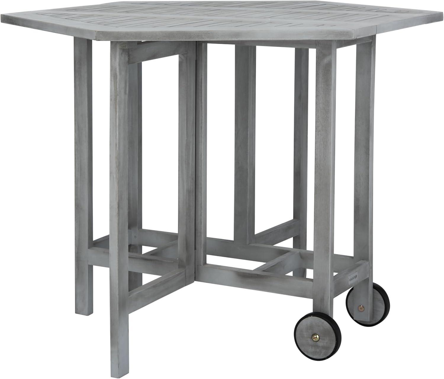 image:imageSAFAVIEH Outdoor Collection Kerman Grey Wash 5Piece Foldable Patio Dining Set Fully AssembledGrey
