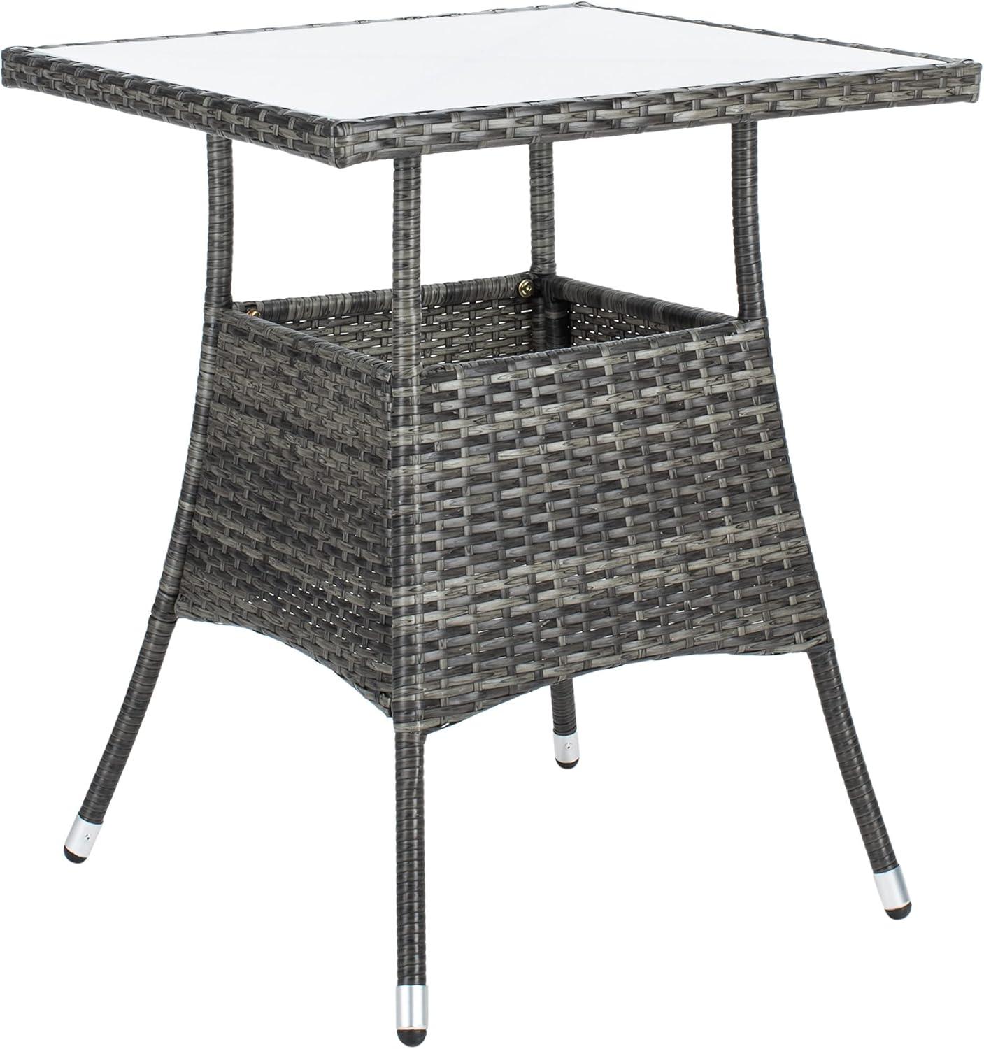 image:imageSAFAVIEH Outdoor Collection Laban NaturalWhite Cushion 3Piece Bistro Set PAT7718DGrey BrownWhite