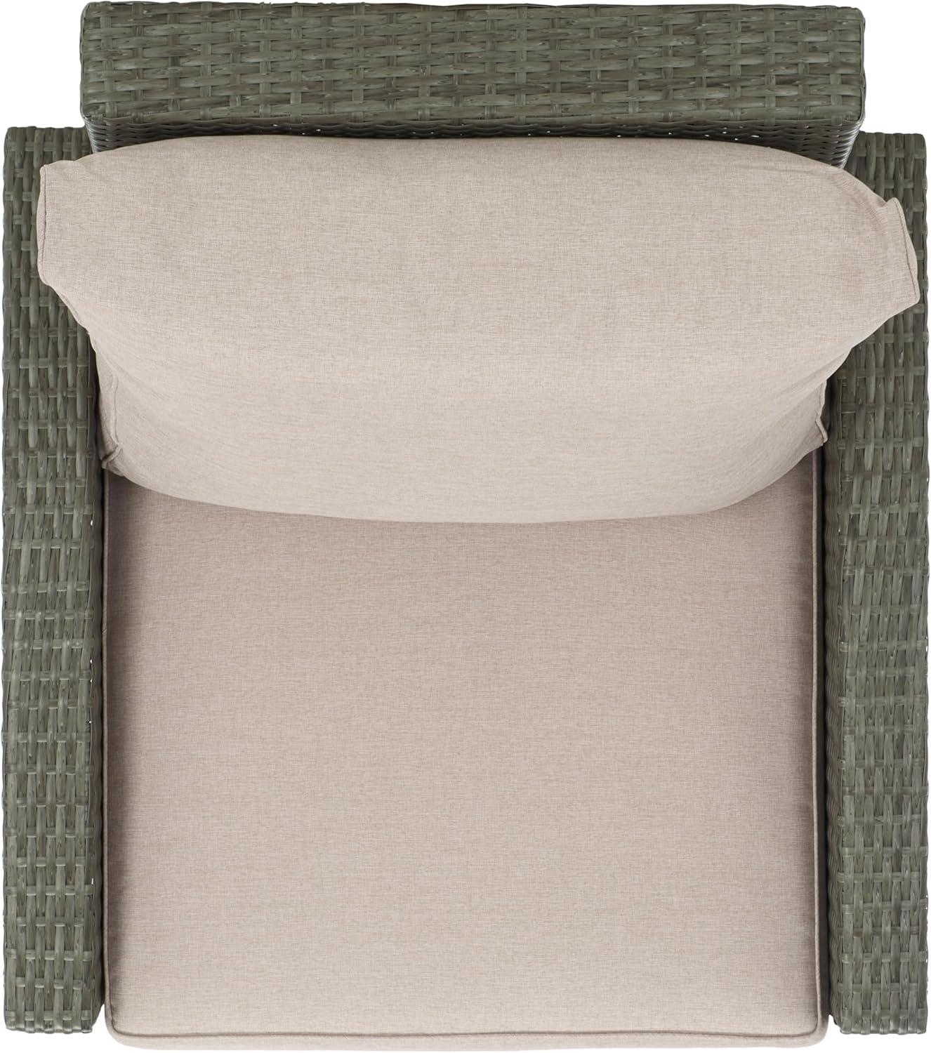 image:imageSAFAVIEH Outdoor Collection Landon NaturalWhite Patio Recliner Chair with CushionGrey BrownLight Grey