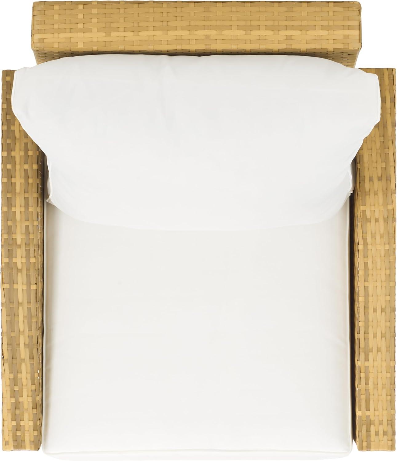 image:imageSAFAVIEH Outdoor Collection Landon NaturalWhite Patio Recliner Chair with CushionNaturalWhite