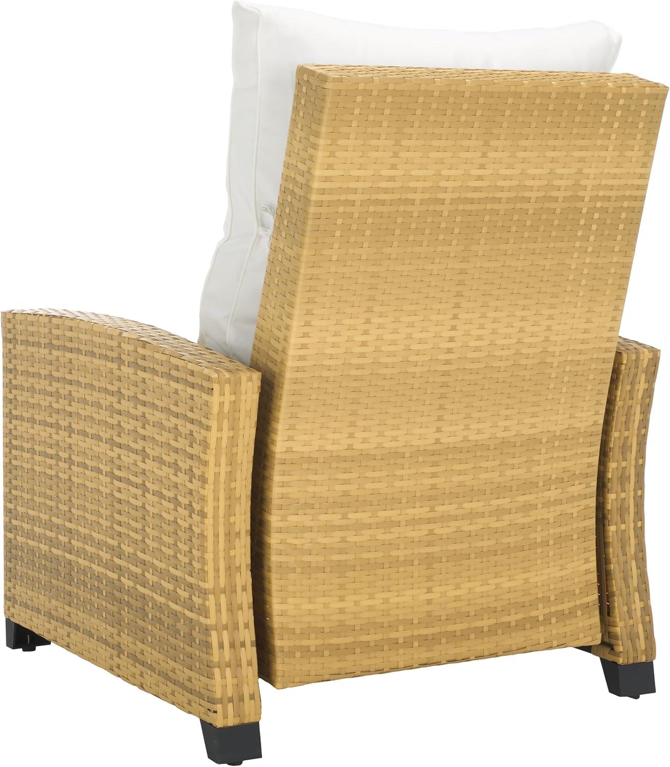 image:imageSAFAVIEH Outdoor Collection Landon NaturalWhite Patio Recliner Chair with CushionNaturalWhite