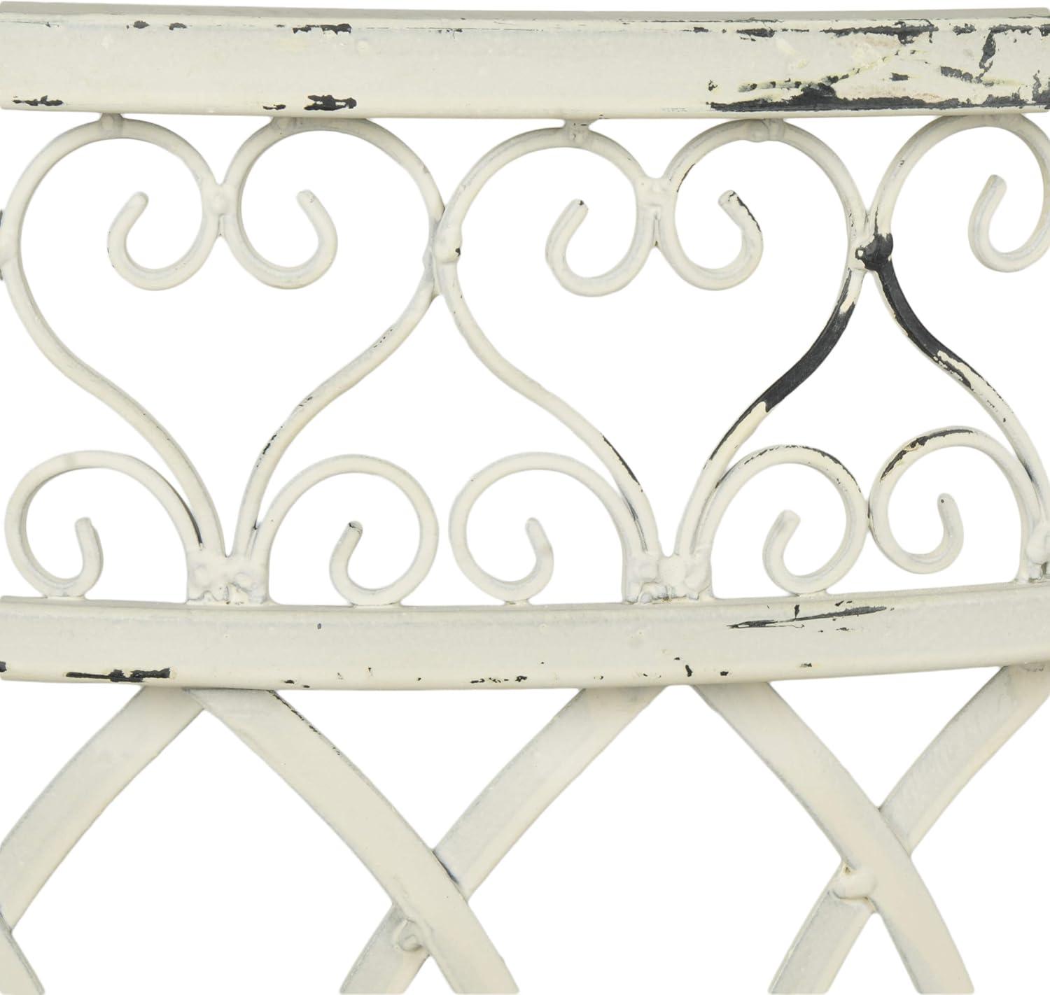 image:imageSAFAVIEH Outdoor Collection Lara Victorian Rustic Brown Iron Kissing BenchAntique White