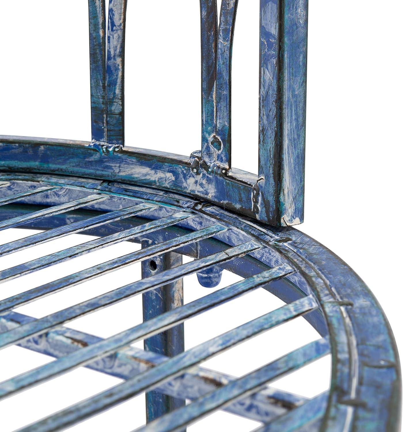 image:imageSAFAVIEH Outdoor Collection Lara Victorian Rustic Brown Iron Kissing BenchMossy Blue
