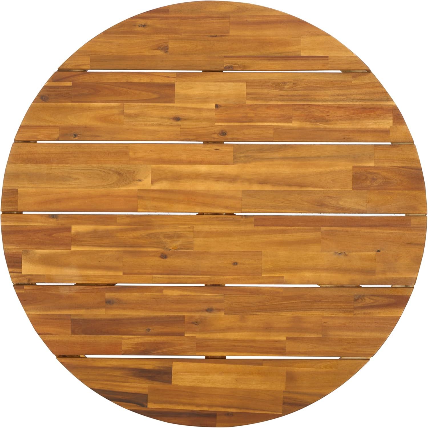 image:imageSAFAVIEH Outdoor Collection Leo NaturalBlack Solid Wood Round Coffee TableNaturalWhite