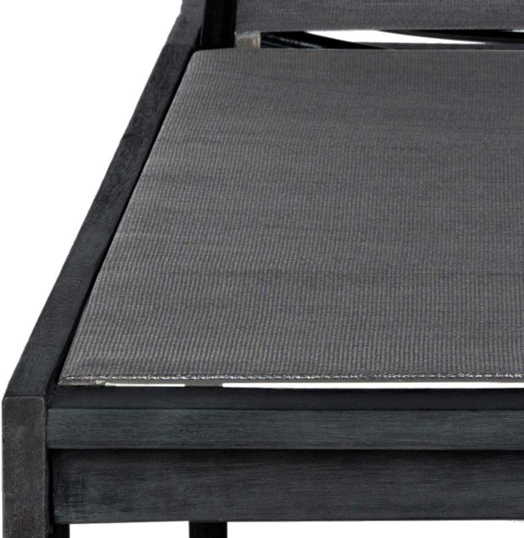 image:imageSAFAVIEH Outdoor Collection Manteca Brown Solid WoodWhite Texline Fabric Adjustable Chaise Lounge Chair PAT6708ADark Slate Gray Black