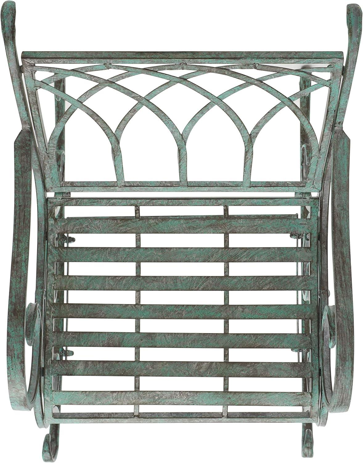 image:imageSAFAVIEH Outdoor Collection Medrano Victorian Rustic Brown Wrought Iron Rocking ChairAntique Dark Green