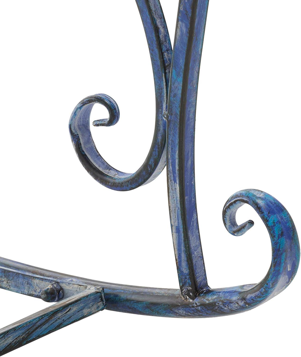 image:imageSAFAVIEH Outdoor Collection Medrano Victorian Rustic Brown Wrought Iron Rocking ChairMossy Blue
