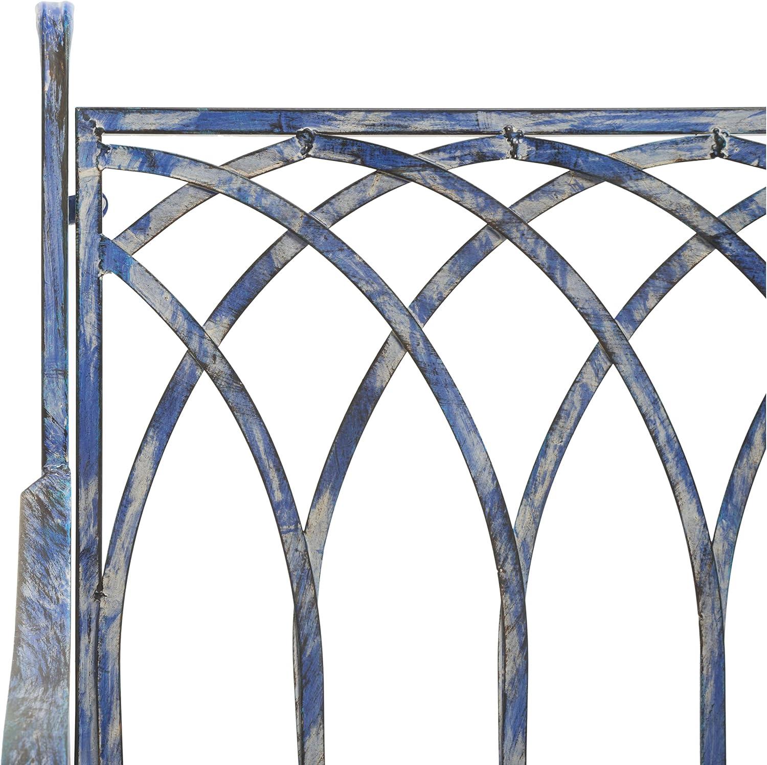 image:imageSAFAVIEH Outdoor Collection Medrano Victorian Rustic Brown Wrought Iron Rocking ChairMossy Blue