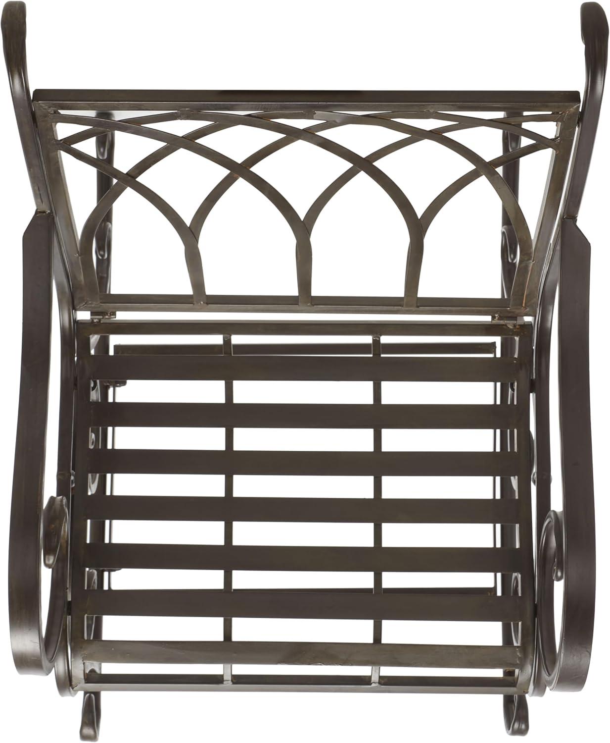 image:imageSAFAVIEH Outdoor Collection Medrano Victorian Rustic Brown Wrought Iron Rocking ChairRustic Brown