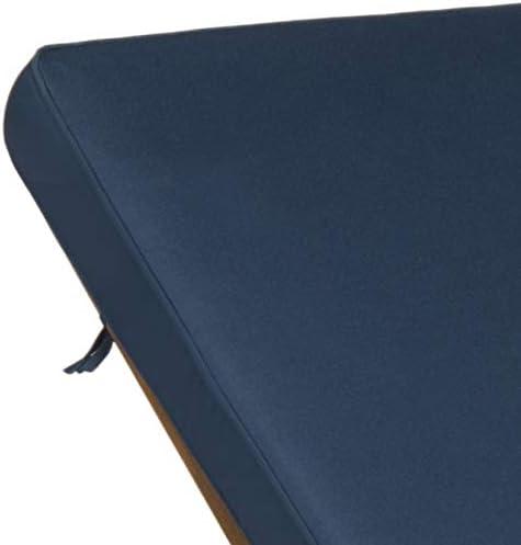 image:imageSAFAVIEH Outdoor Collection Newport Natural Beige Cushion Builtin Side Table Adjustable Chaise Lounge ChairNatural Navy