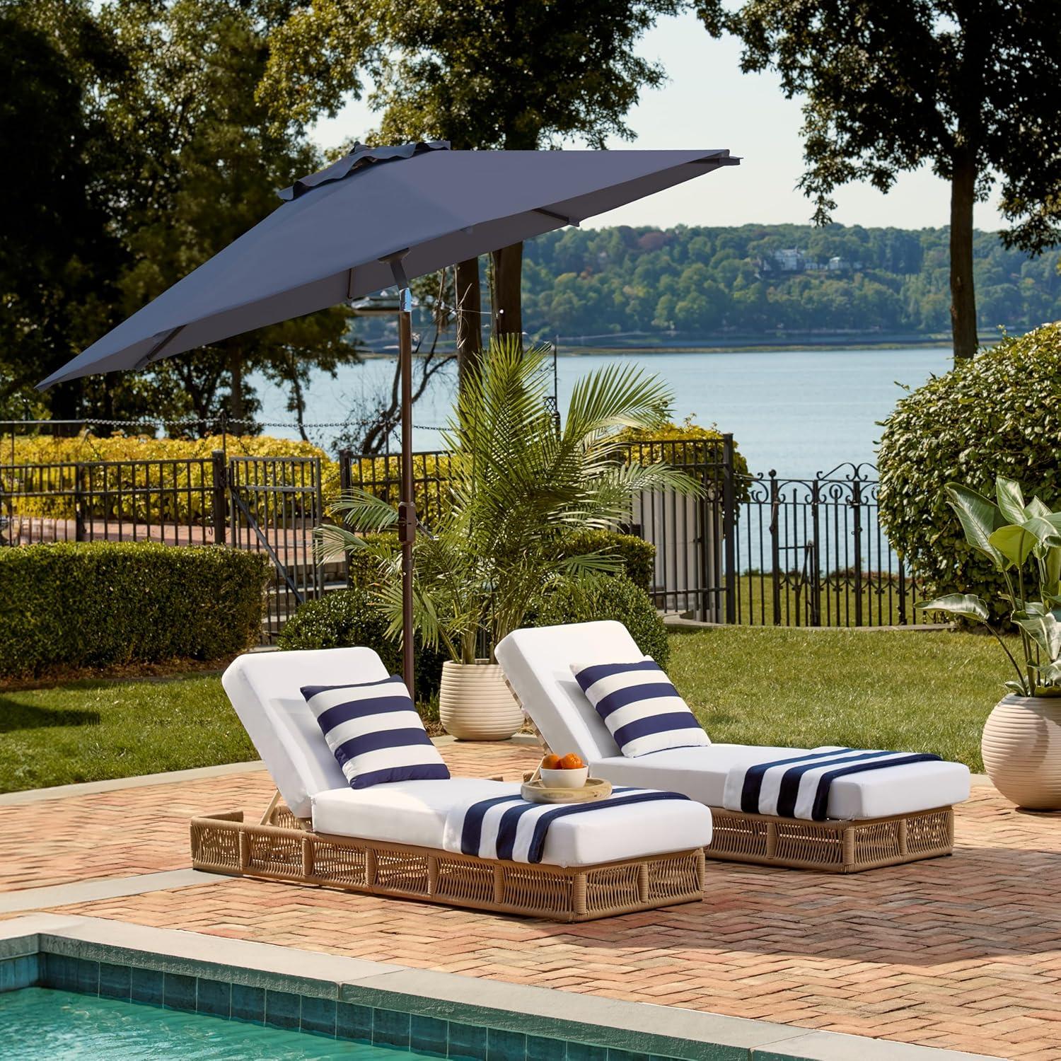 image:imageSAFAVIEH Outdoor Collection Ortega Auto Tilt Crank UmbrellaGray