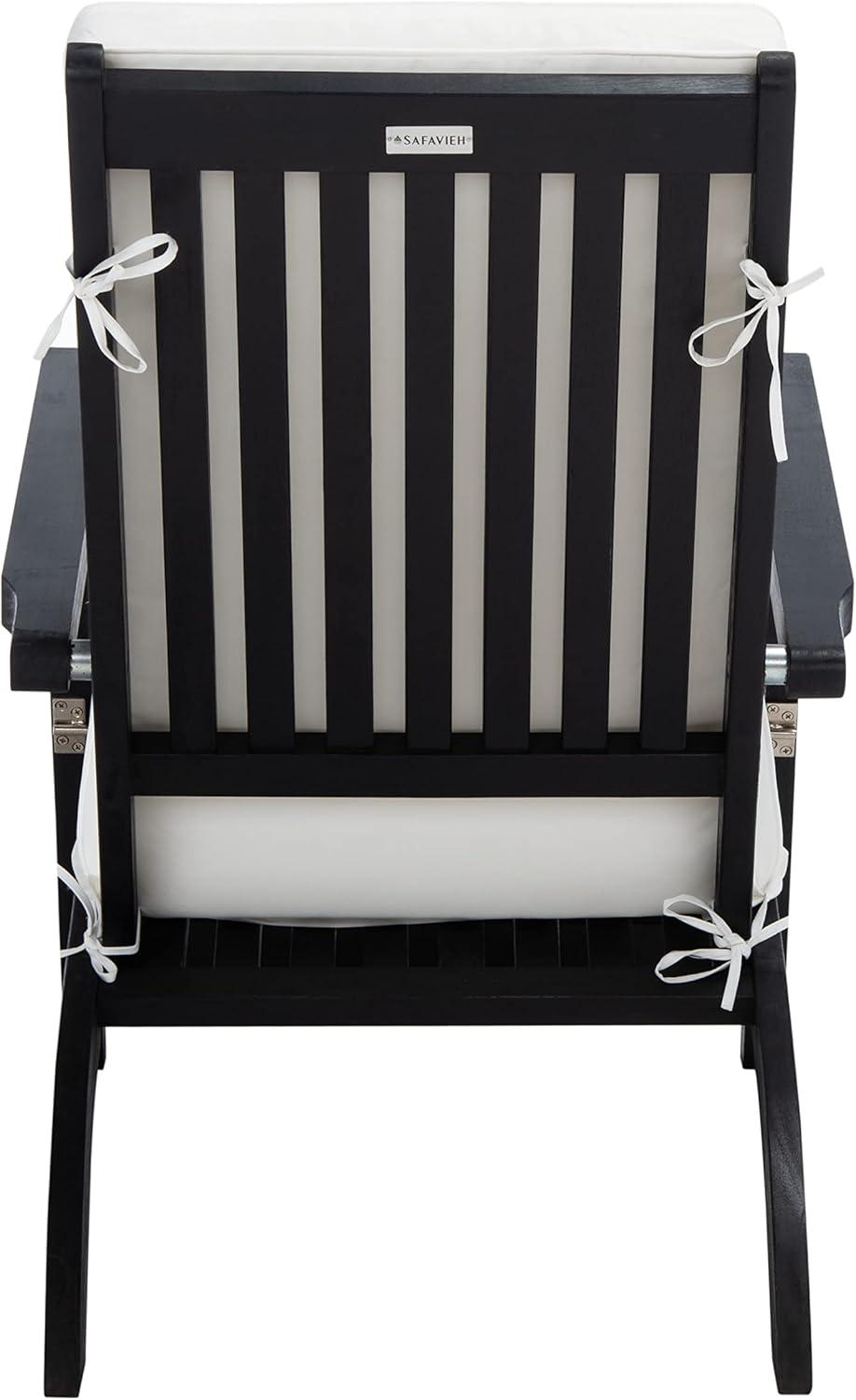 image:imageSAFAVIEH Outdoor Collection Palmdale Grey Solid WoodNavy Cushion Chaise Lounge Chair PAT7015BBlackBeige