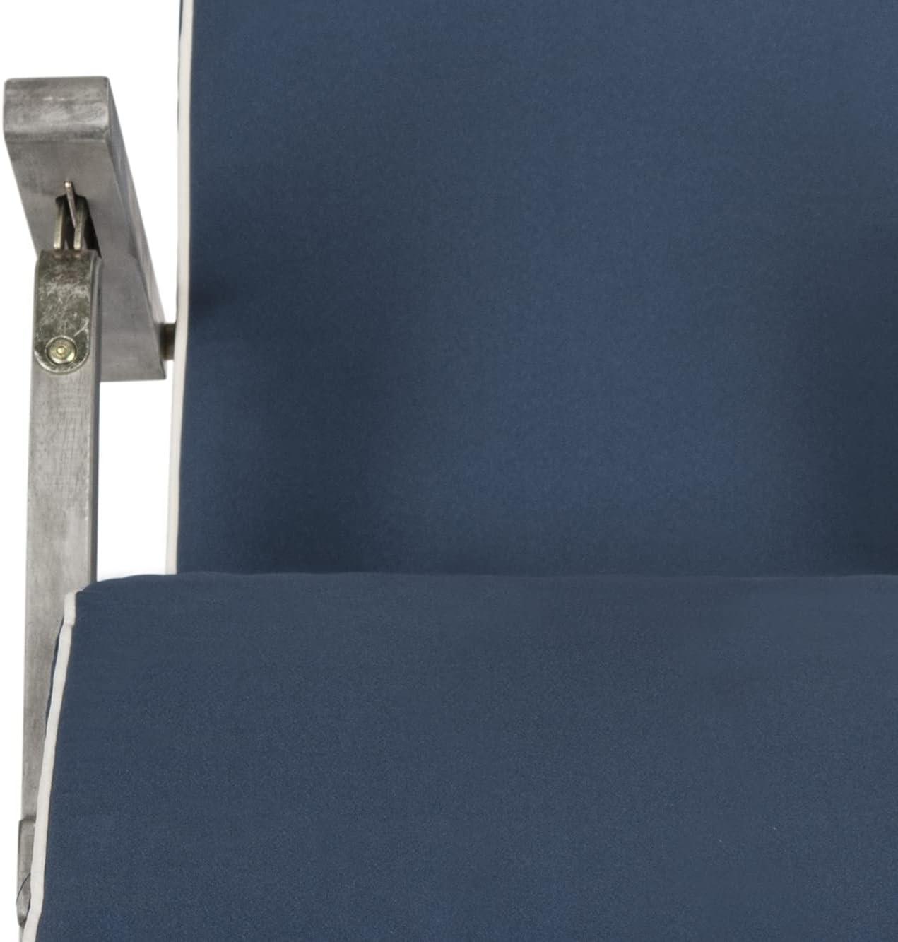 image:imageSAFAVIEH Outdoor Collection Palmdale Grey Solid WoodNavy Cushion Chaise Lounge Chair PAT7015BGreyNavy