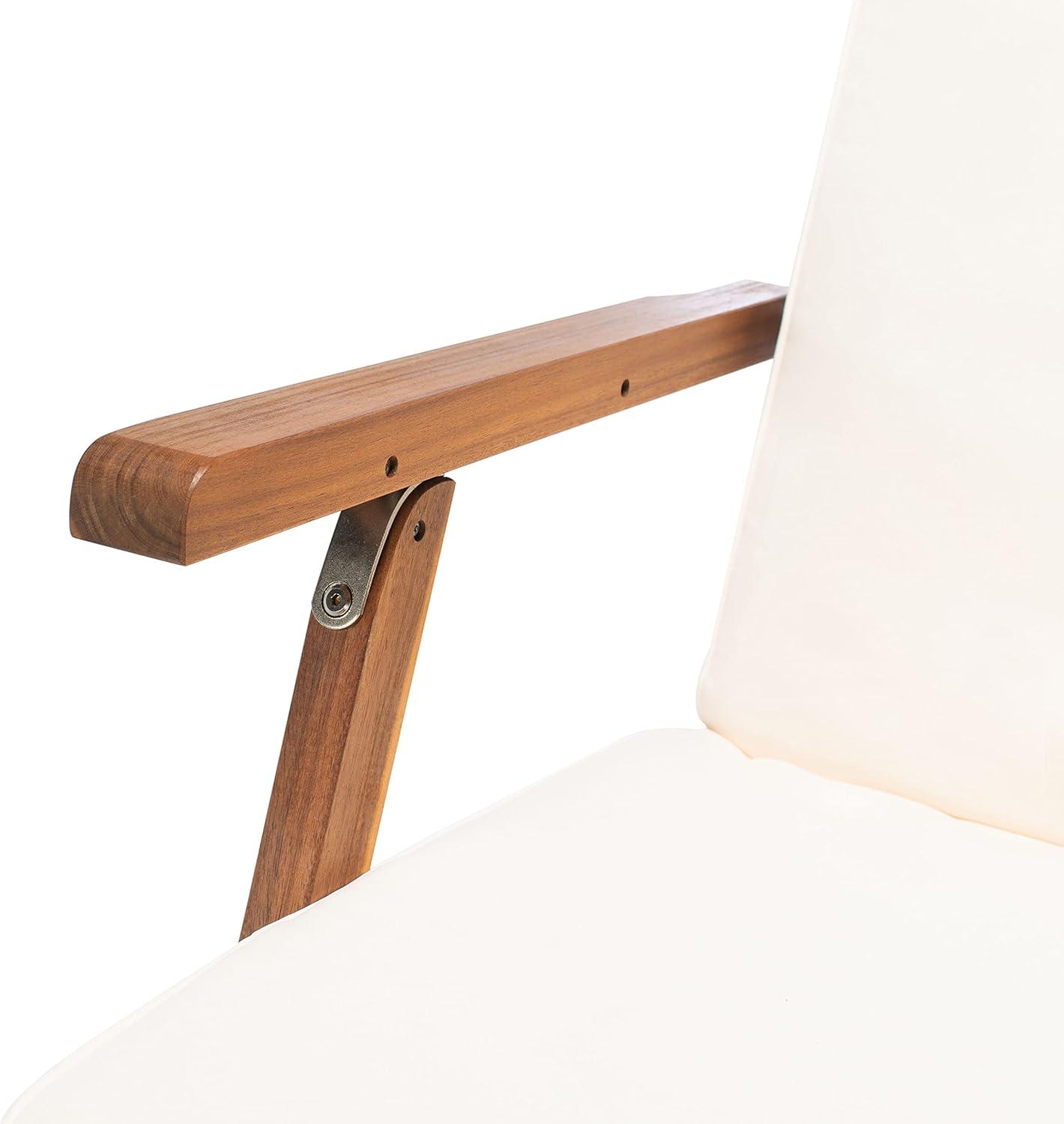 image:imageSAFAVIEH Outdoor Collection Palmdale Grey Solid WoodNavy Cushion Chaise Lounge Chair PAT7015BNaturalBeige