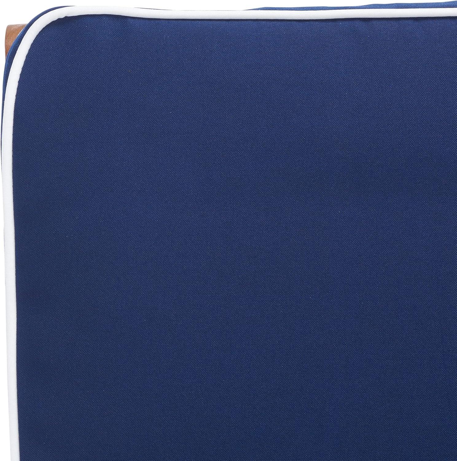image:imageSAFAVIEH Outdoor Collection Palmdale Grey Solid WoodNavy Cushion Chaise Lounge Chair PAT7015BNaturalNavy