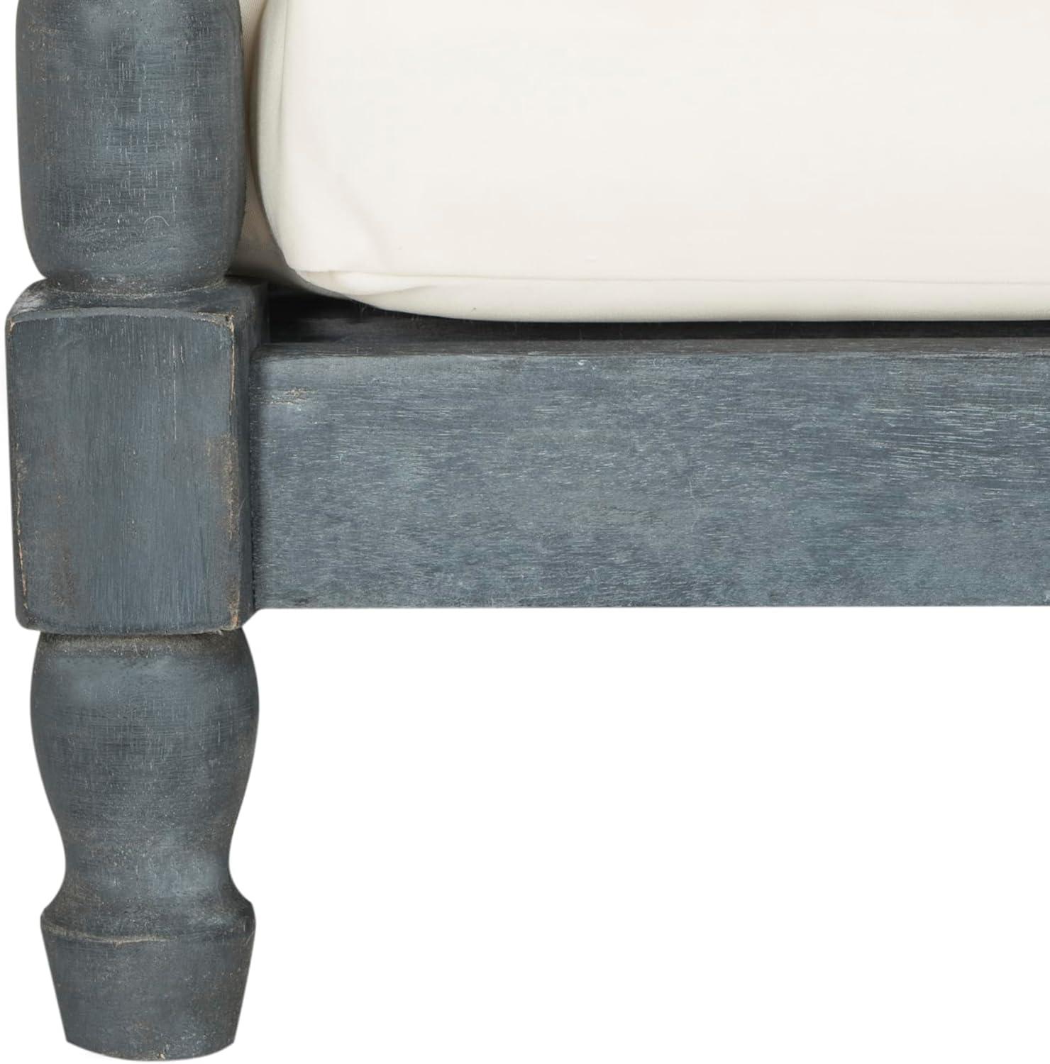 image:imageSAFAVIEH Outdoor Collection Pomona Dark Slate Grey Solid WoodBeige Cushion Lounger Bench Sofa Loveseat PAT6740KAsh Grey Beige