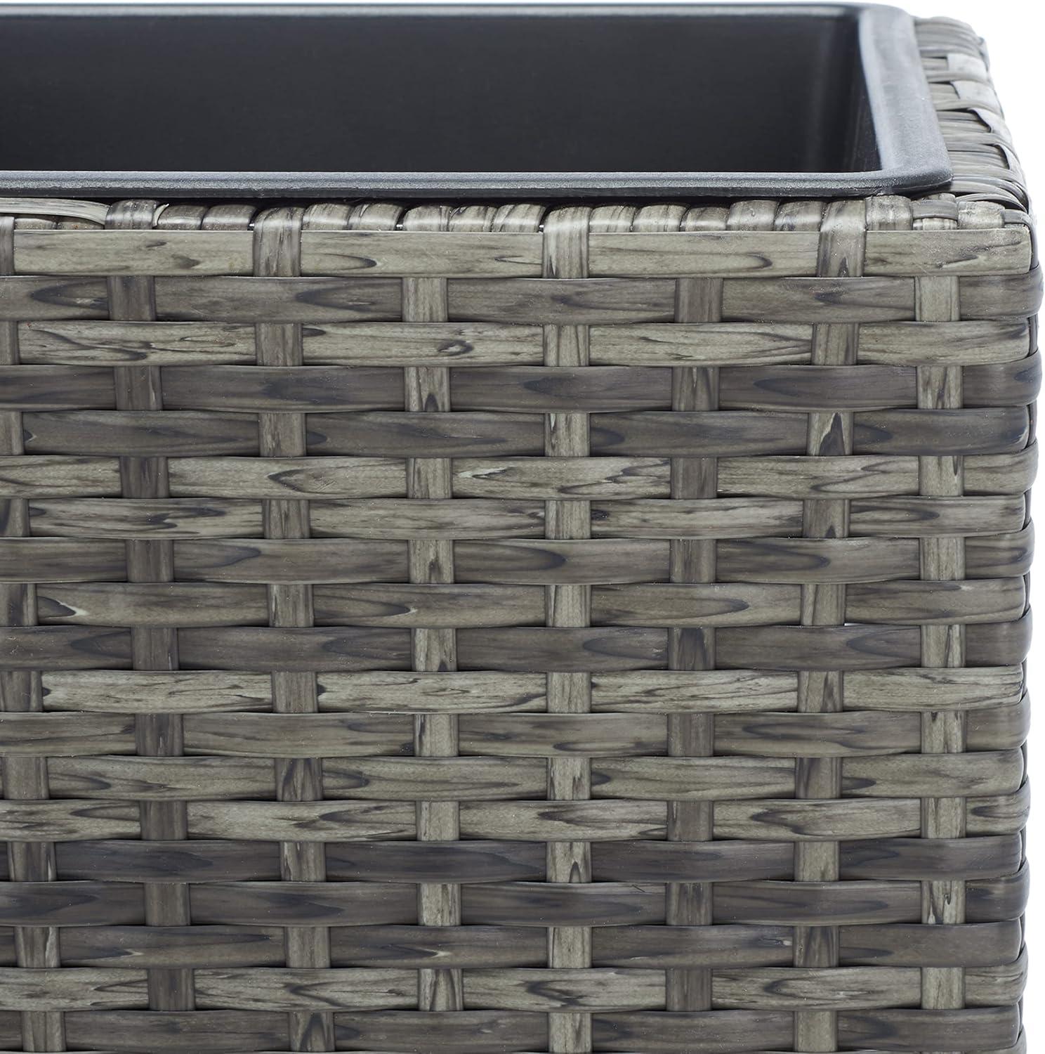 image:imageSAFAVIEH Outdoor Collection Rita Natural Woven Rectangular Flower RackGreyBrown