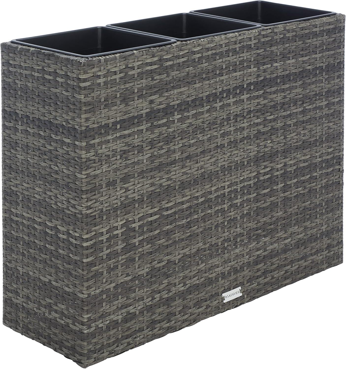 image:imageSAFAVIEH Outdoor Collection Rita Natural Woven Rectangular Flower RackGreyBrown