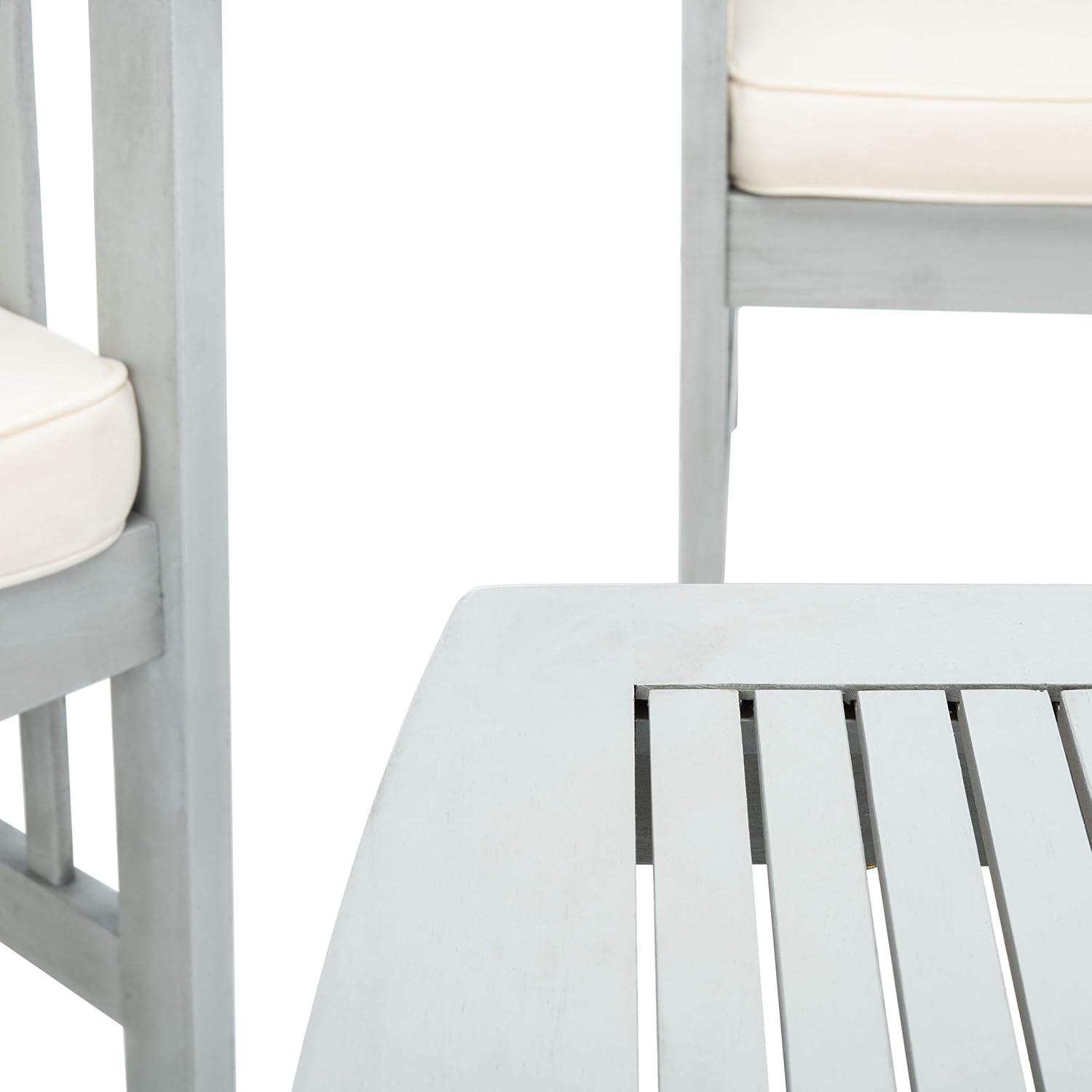 image:imageSAFAVIEH Outdoor Collection Rocklin Natural Green Cushion 4Piece Conversation Patio SetGreyBeigeStripe