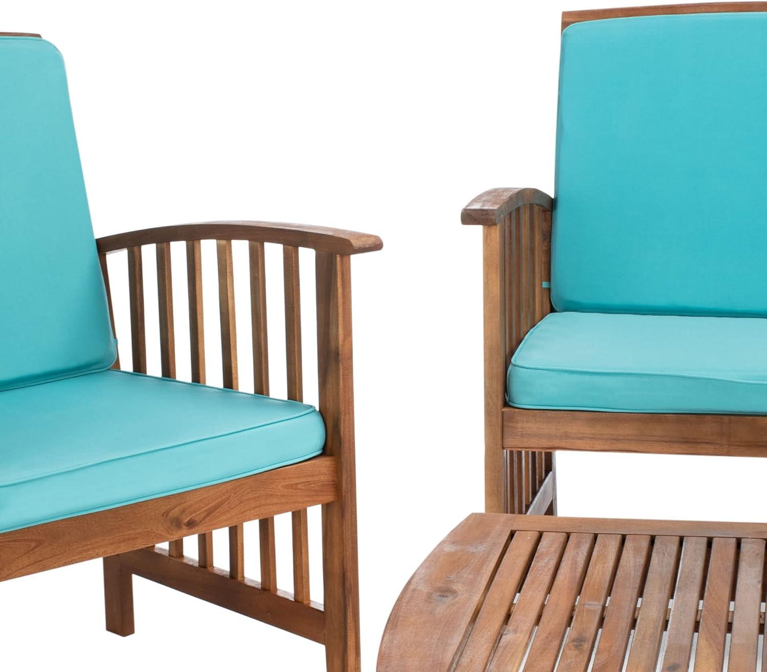 image:imageSAFAVIEH Outdoor Collection Rocklin Natural Green Cushion 4Piece Conversation Patio SetNaturalAqua