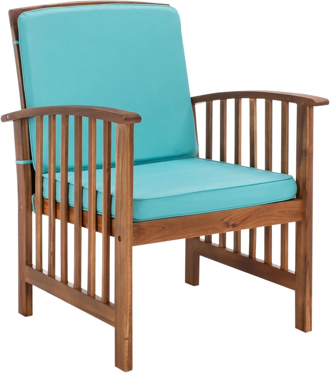 image:imageSAFAVIEH Outdoor Collection Rocklin Natural Green Cushion 4Piece Conversation Patio SetNaturalAqua